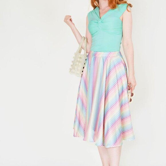 Voodoo Vixen Dresses & Skirts - NWT UV Voodoo Vixen 1950s Rainbow Gingham Swing Skirt Size XS
